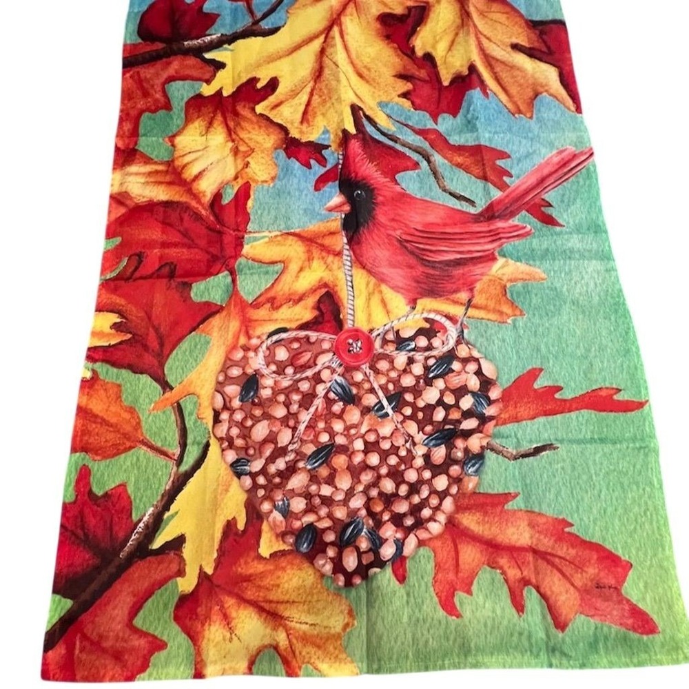 Plow & Hearth Autumn Cardinal Friends Garden Flag 10x15" Double-Sided